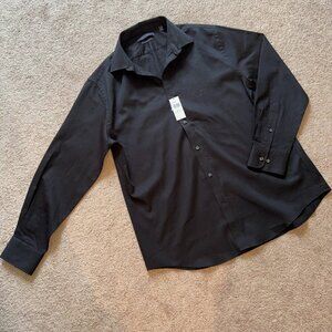 NWT Tommy Hilfiger Textured Black Cotton Dress Shirt L 16-16.5 Neck 32-33 Sleeve